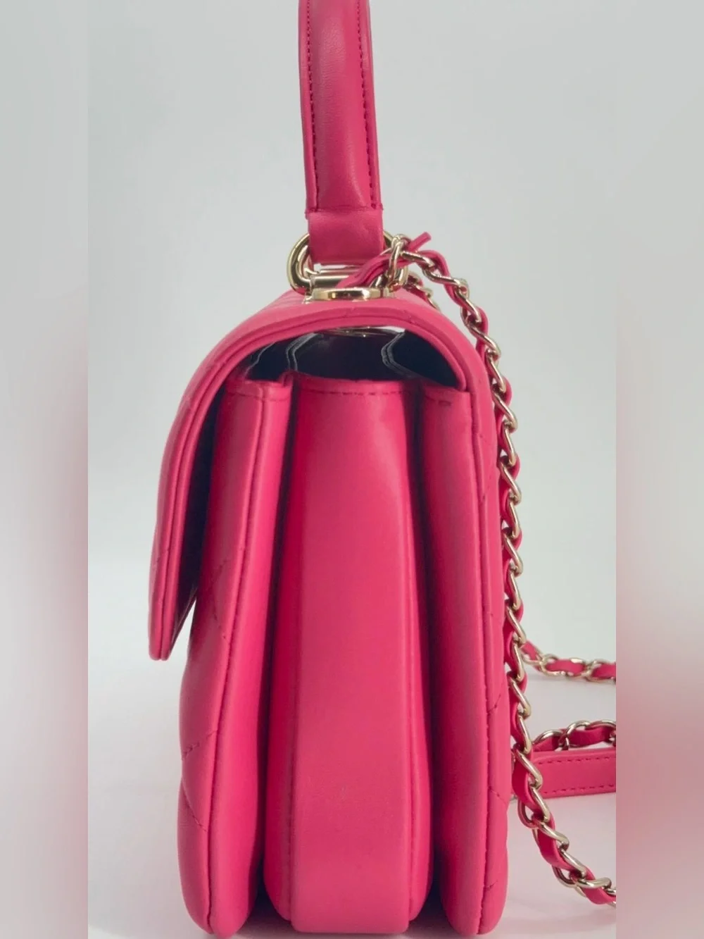 Chanel Trendy CC Pink Lambskin Quilted Top Handle Bag
